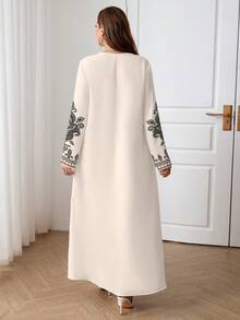 Al Najma Vestido casual con estampado floral de estilo árabe para mujer de talla grande - Multicolor - Ver 2
