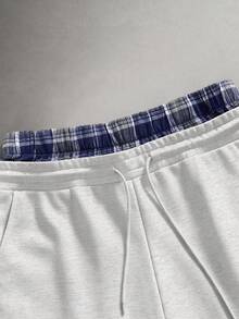 STYNVO Men's Drawstring Waist Color Block Casual Versatile Daily Wear Shorts - Light Grey - View 4