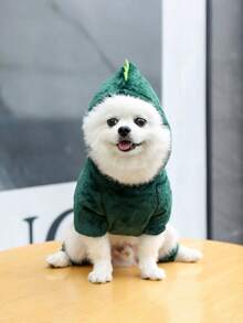 绿色恐龙宠物服装 - 秋冬季四脚纯棉宠物服装，适合猫狗 - 卡通服装 - 綠色 - 查看 7