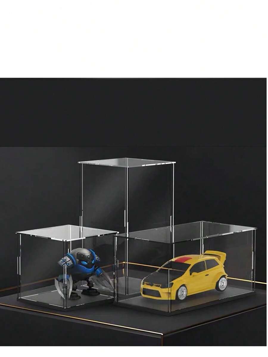 Cajas de exhibición de acrílico transparente, disponibles en 11 tamaños, ensamblaje DIY, adecuadas para exhibir modelos, bloques de construcción, manualidades y recuerdos, y que proporcionan protección contra el polvo. - Placa base de PVC negro de 5 mm. - Ver 1