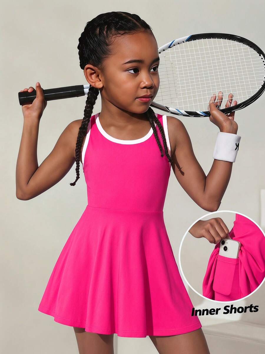 SHEIN Young Girl Knit Camisole Dress Sportswear - Multicolor - View 1