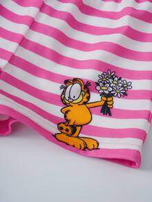 GARFIELD | SHEIN 女婴圆领短袖T恤和条纹短裤套装 - 粉色 - 查看 8