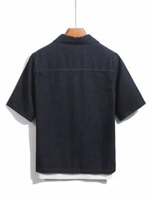 EGENSIO Men's Street Style Single-Breasted Denim Jacket - Black - View 2