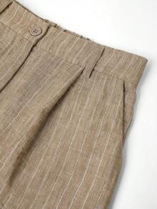 Conjunto de 2 piezas para mujer: Chaleco de metal de un solo pecho y shorts para el verano - Caqui - Ver 6