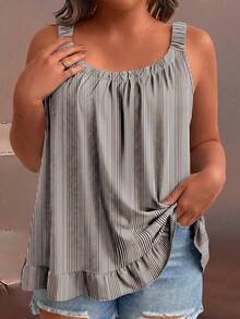 SHEIN LUNE Áo camisole nữ cỡ lớn kiểu Pháp thanh lịch in họa tiết. - màu nâu - Xem 4