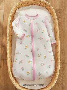 Cozy Pixies 1件裝嬰兒睡袋，碎花圖案，袖子可拆卸，舒適柔軟，新生兒睡袋，Oeko-Tex認證 - 彩色 - 查看 3
