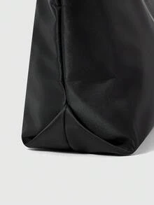 ROMWE Goth 黑色邪惡之眼刺繡月星尼龍托特包 大容量哥德女巫風女士手提包 - 黑色 - 查看 3