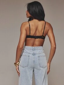 MUSERA Áo lót ren đính sequin, chỉ dành cho dịp Giáng sinh, gợi cảm, thích hợp cho buổi tối đi chơi, mùa đông, thanh lịch và dễ thương. - màu đen - Xem 2