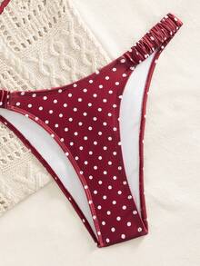 Swim Mod Bộ bikini chấm bi, đồ bơi gợi cảm dành cho nữ với dây đeo có thể điều chỉnh, thích hợp cho mùa xuân/hè. - Đỏ - Xem 6
