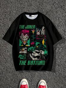BATMAN X SHEIN Manfinity EMRG 男士休闲圆领短袖T恤 - 彩色 - 查看 1