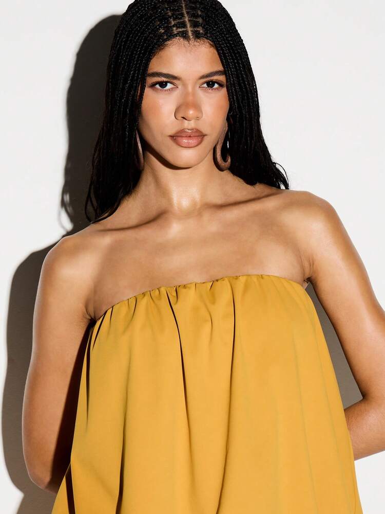 Strapless Ruched Bodycon Mini Dress With Side Drape