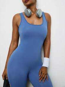 Voyena Plus Size Women's Jumpsuit, Fitness Sports Yoga Long Jumpsuit For Summer, Built-In Bra Jumpsuit,Women's Sports Tracksuit,Women's Sportswear,Women's Sportswear,Going Out Outfits - Blue - View 7