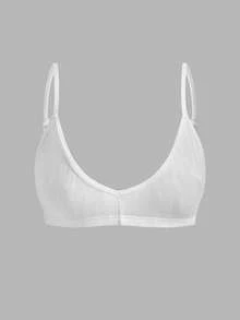 Ocili 100%纯棉罗纹舒适基础款简约内衣，EasyComfort ChicAutumnCasual女士文胸 - 白色 - 查看 8