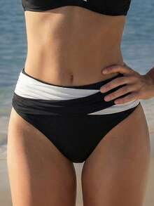 Quần Bikini Gợi Cảm Phối Màu Cho Nữ Có Chi Tiết Chéo Mùa Hè - Đen và trắng - Xem 1