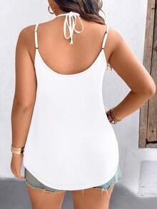 Breezaya Plus Size Casual Solid Color Camisole - White - View 2