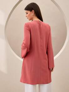 Asymmetrical Metal Buckle Accent Pink Shirt - Pink - View 4