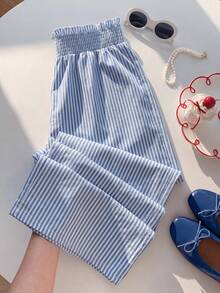 Sparklyn 2 piezas Pantalones holgados con pierna acampanada para niñas, casuales, para vacaciones, playa, campo y uso diario - Multicolor - Ver 8