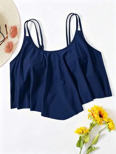 Swim Lushoire Plus Size Solid Color Swimwear Top