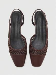 CUCCOO BIZCHIC Women's Pointed Toe Block Heel Colorblock Pumps, Spring/Summer - Mocha Brown - View 7