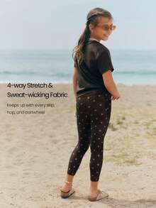 GLOWMODE 14" Kids Wear FeatherFit™ Little Mover Buttery-Soft Side Pockets Active Leggings Low Impact Daily Casual Wear - Brown - View 4