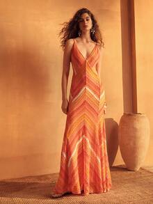 MOTF PREMIUM WOMEN'S SPRING/SUMMER JACQUARD KNIT MAXI SLIP DRESS FOR VACATION - Multicolor - View 5