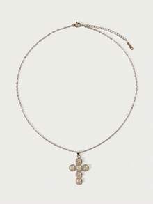 Glisma 1 pièce Nouveau collier de femme de luxe, de taille délicate, taille 10, entièrement serti de strass, brillant, en or 14 carats, imperméable, mode polyvalente - collier - Voir 3