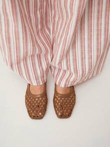 Nöista Brown Woven Cross-Strap Sandals, Designed With Delicate Mesh Tops And Adjustable Straps, Breathable And Comfortable, Retro Style For Spring Outings And Summer Banquet Occasions - Khaki - View 6