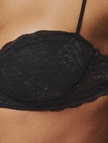 MUSERA Áo lót ren đính sequin, chỉ dành cho dịp Giáng sinh, gợi cảm, thích hợp cho buổi tối đi chơi, mùa đông, thanh lịch và dễ thương. - màu đen - Xem 6