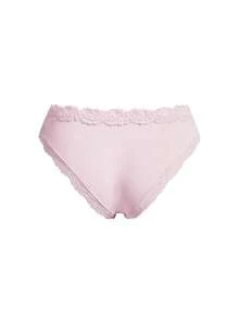 Ocili 5 chiếc/gói Quần lót nữ cạp thấp, màu trơn, chất liệu cotton mềm mại, viền ren, kiểu dáng thanh lịch, thoải mái mùa thu. - Hồng - Xem 5
