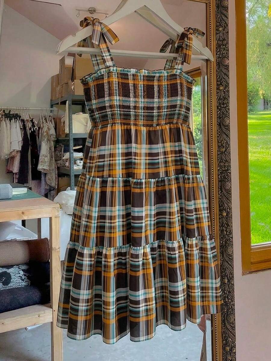 Flirla Utility Collar Short Sleeve Cinched Waist A-Line Casual Boho Dress Vacation Chocolate Brown Summer - Multicolor - View 1