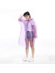 SHEIN 1-10件装一次性雨衣，颜色随机，带防风罩，便携式防水斗篷，适合旅行和户外活动 - 透明一次性旅行用品，旅行酒店必备，户外必备，客房用品，沙滩旅行迷你月经尿布用品，浴室配件，户外漂流雨衣，旅行便携 - 彩色 - 查看 4