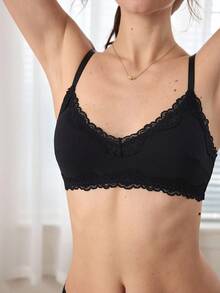 Ocili 100% Cotton Comfortable Smooth Seamless Wireless Bra, Suitable For Lace Lingerie - Black - View 6