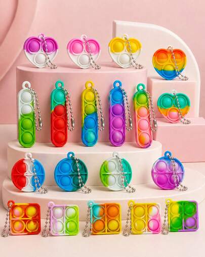 POKOJA LAND 12/24/36/48 PCS Pop Fidget Keychain, Soft Silicone Mini Push Bubble Squeeze Toy, Tie-Dye Assorted Colors Bulk Value Pack, Best Gift For Family And Friends, Children's Day Gift, Graduation Party Favors, Summer Vacation Fun, Goodie Bag Fillers, Pinata Stuffers (Random Color)