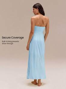 GLOWMODE 2-In-1 Two-Way Wear Strapless Dress Keep It Breezy Ultra-Fine Soft Texture Side Pockets  Foldable Daily Casual Wear - Blue Day - View 4
