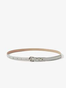 Maija Silver Buckle Decorative Elegant Tight Belt - gray-green - View 2