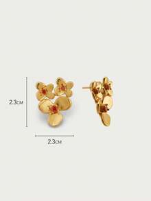 Glisma Bông tai đính đá quý hình hoa màu cam mạ vàng 18k, nhỏ nhắn, tinh tế, thể hiện cá tính. - Vàng - Xem 7