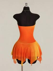 SHEIN ICON Women's Ombre Ruched Bandeau Mini Dress - Orange - View 2