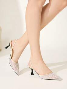 CUCCOO CHICEST Women's New Thin-Heeled Pointed Toe High Heels With Mesh, Bead, And Embroidery Decoration – Elegant And Comfortable, Perfect For Dates, Work, Parties, And Weddings - rice apricot - View 10