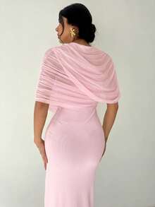 YkhahaFirerie Vestido ajustado con cuello de volantes, cintura plisada y asimétrico en color amarillo sólido elegante y romántico, atuendo para la playa, aeropuerto, vacaciones, maestros, otoño para mujeresYkhaha - Rosa Pálido - Ver 5