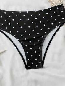 SHEIN 少女夏季海滩度假波点印花比基尼套装 - 黑色 - 查看 3