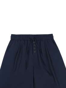 Manfinity Hypemode Men's Loose Casual Solid Color Pants - Navy Blue - View 4