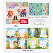 POKOJA LAND Kids 3D Geometric Sticker Puzzle Book, Number Matching Art Collage Activity Toy, Early Educational Fine Motor Skill Craft, Repositionable Paper Sticker Book For Toddlers 36M+ - Multicolor - View 5