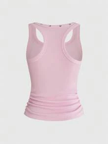 ROMWE Avant Women's Retro Baddie Unisex Streetwear Starry Sky & Rivet Print Tank Top - Pink - View 2