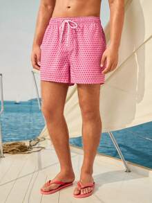 Manfinity VDAYZ Men's Polka Dot Drawstring Waist Casual Beach Shorts - Red - View 6