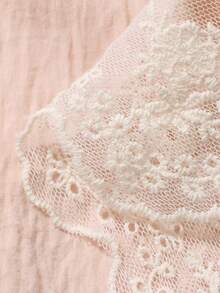 DAZY Women's Lace Patchwork Contrast Color Camisole And Shorts Elegant Pajama Set - Pink - View 9
