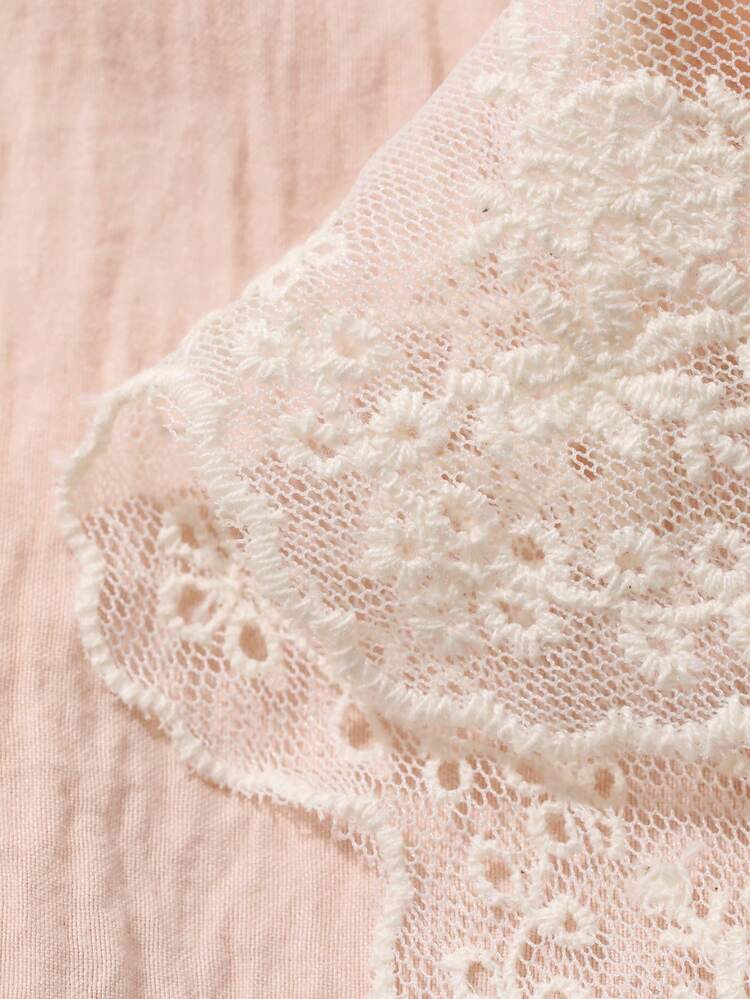 Women's Lace Patchwork Contrast Color Camisole And Shorts Elegant Pajama Set