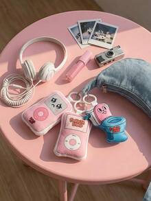 POKOJA LAND 1pc Aesthetic Retro Music Player & Character Plush Charm – Chic Precision Printed Details – Atmospheric Y2K Accessory For Bags – Sentimental Gift For Modern Creatives - Multicolor - View 8