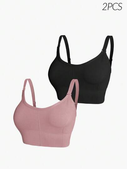 SHAPORA 2pcs/Set 2026 Plus Size Seamless Minimalist Solid Color Comfortable High-Quality High-Value Portable Bras For Women
