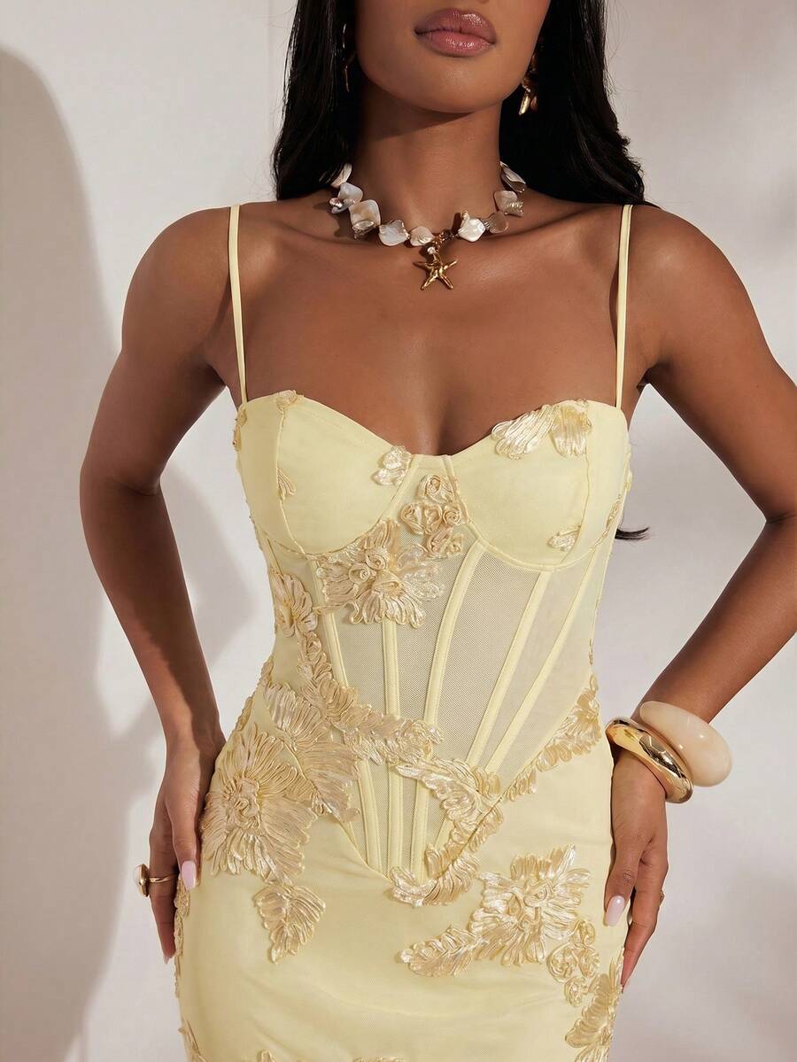 Opulessa Vacation Knit Spaghetti Strap Dress For Women,Summer Dresses For Women,Dresses For Women Summer Date Pale Yellow Ellegant - Light Yellow - View 1