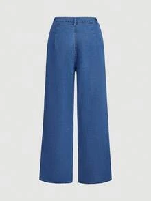 Sweetra Bộ đồ denim nữ thanh lịch, tôn dáng, kiểu dáng châu Âu và Mỹ, áo vest không tay và quần dài, mẫu mới mùa hè, dành cho nữ. - Rửa tối - Xem 4